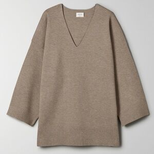 WILFRED FREE SOUVENIR SWEATER SIZE 1 SMALL BEIGE TAUPE V NECK SWEATER